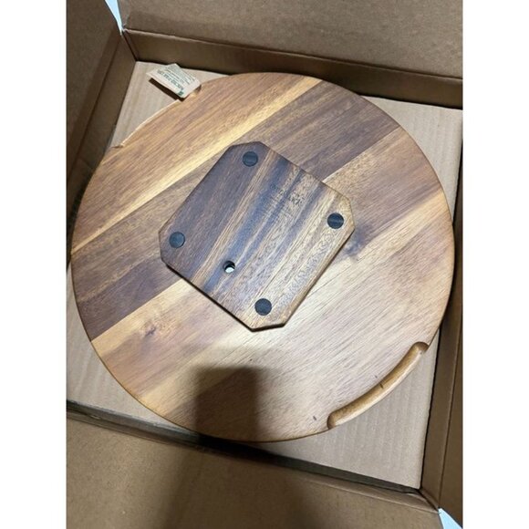 over&back Options Lazy Susan, 6-piece Stoneware and Acacia Wood Serverware - Picture 3 of 6